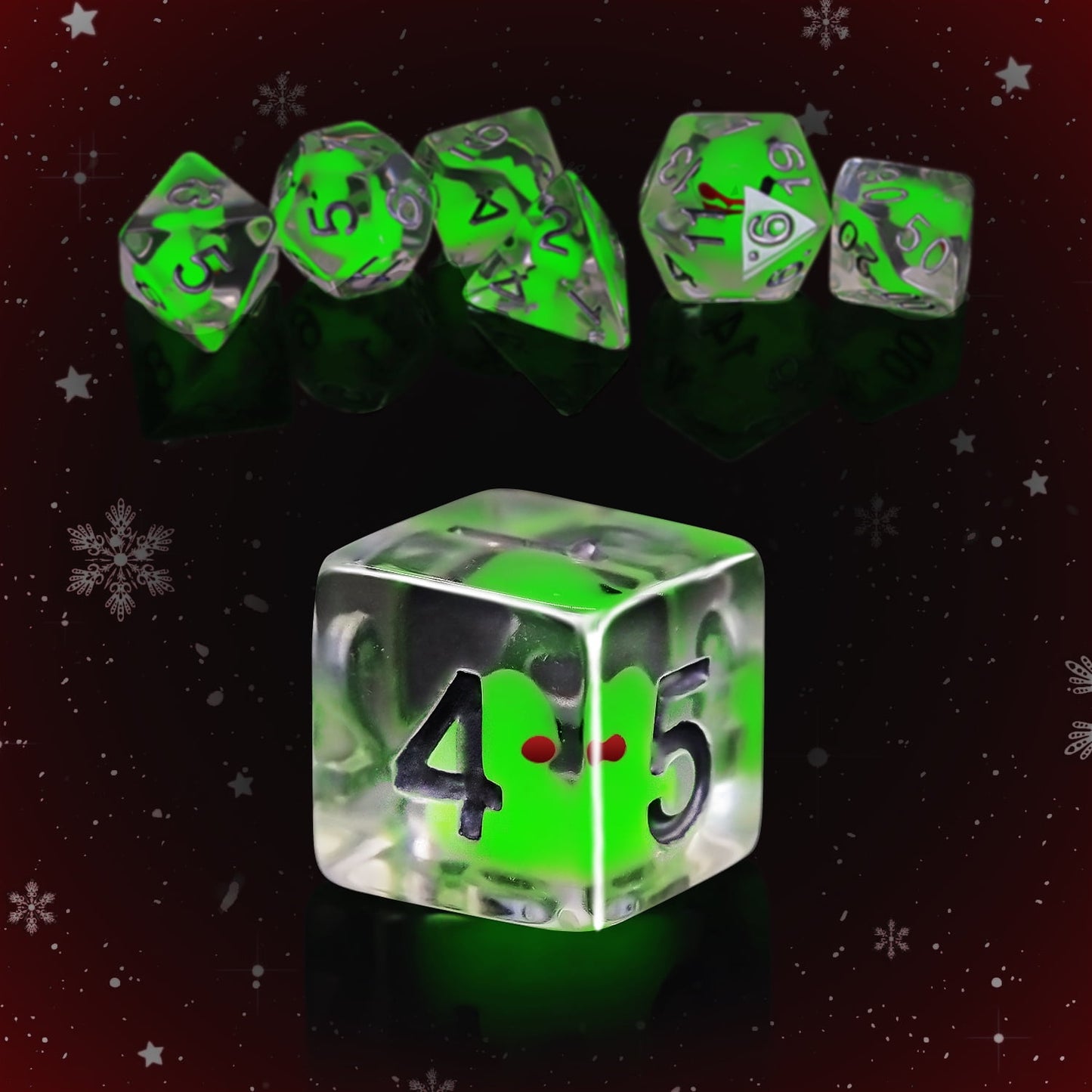 SWAJUJA Glow-in-the-Dark Green Duck DND Dice Set, 7PCS Polyhedral RPG Dice for Dungeons & Dragons, Cute Holiday Gift for Gamers