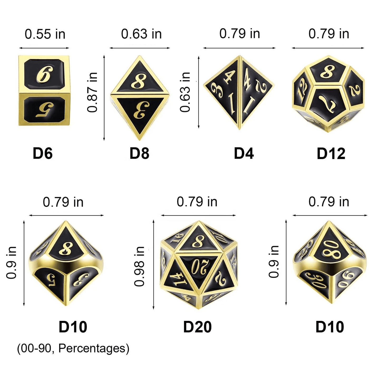 Richgv Metal Dice Set, 7 Metal Polyhedral Dice for Dungeons and Dragons DND Role Playing Games with Storage Box