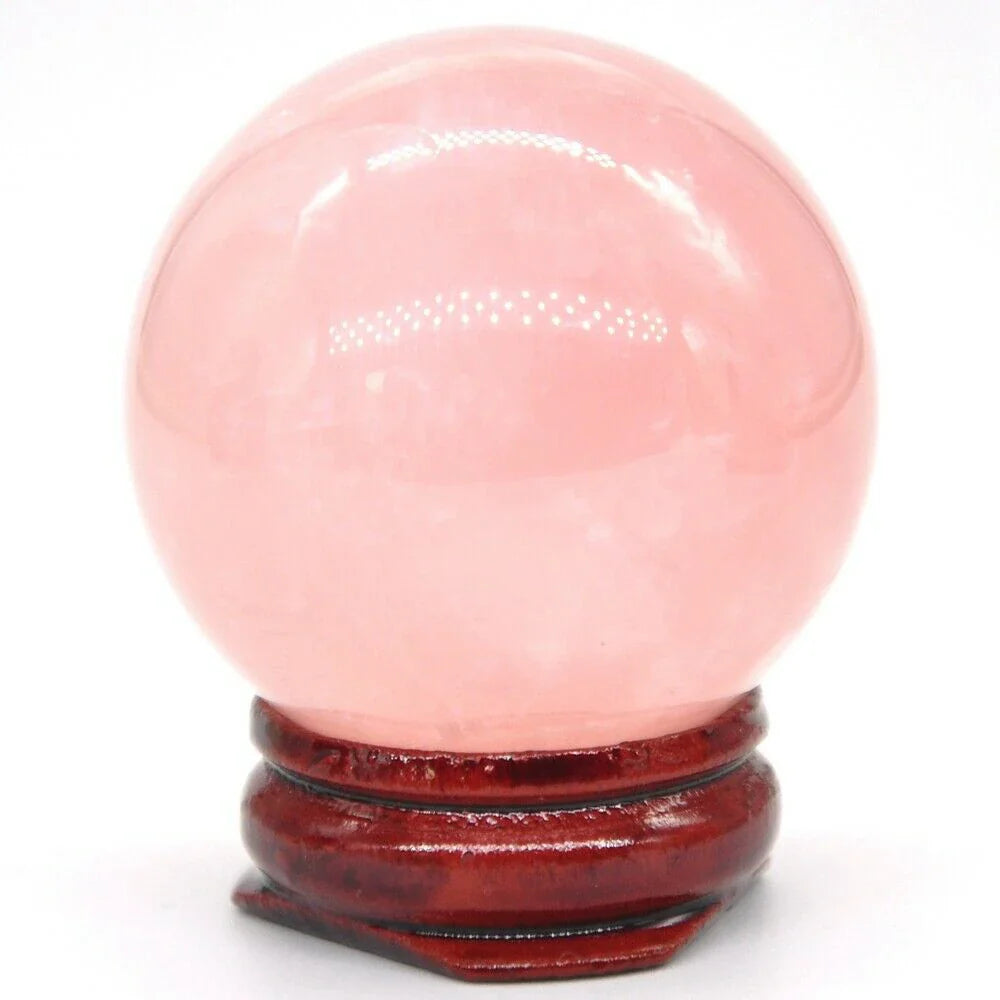 Natural Crystal Pink Rose Quartz Ball Polished Globe Massaging Reiki Healing Stone Sphere Home Decor Exquisite Collect Souvenir