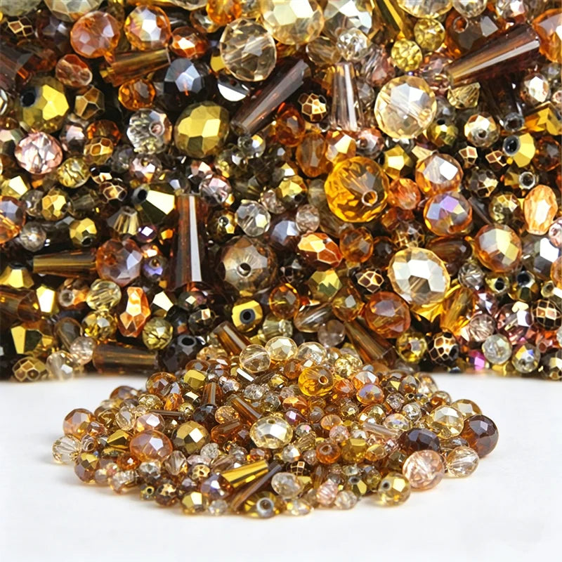 Mixed Golden 10G Mixed Shaped Size Glass Crystal Beads DIY Jewelry Accessories Loose beads