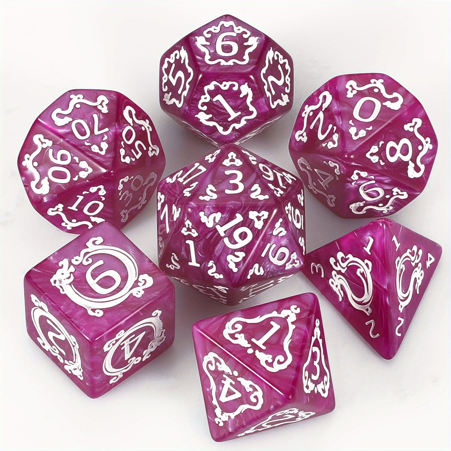 7pcs DND Dice Set, Retro Polyhedral Dice Sets for Table Game Dice Role-Playing RPG Dice, Purple