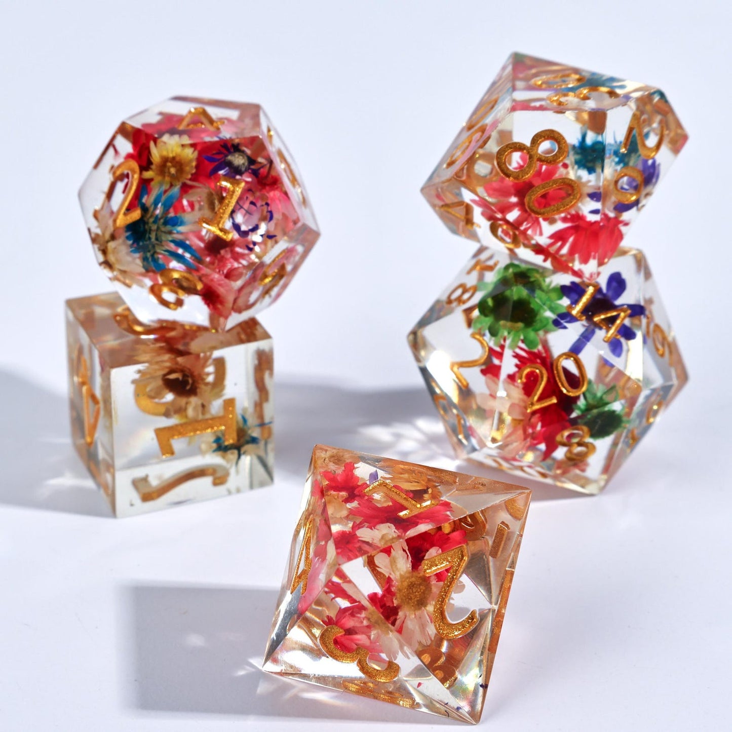 Floral DnD Dice Set with Sharp Edges ,Polyhedral DND Dice, Floral DnD Dice Set with Sharp Edges, Polyhedral RPG Dice