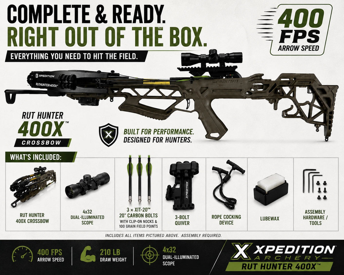 Xpedition Archery Rut Hunter 400X Crossbow 400 FPS 4x32 Illuminated Scope