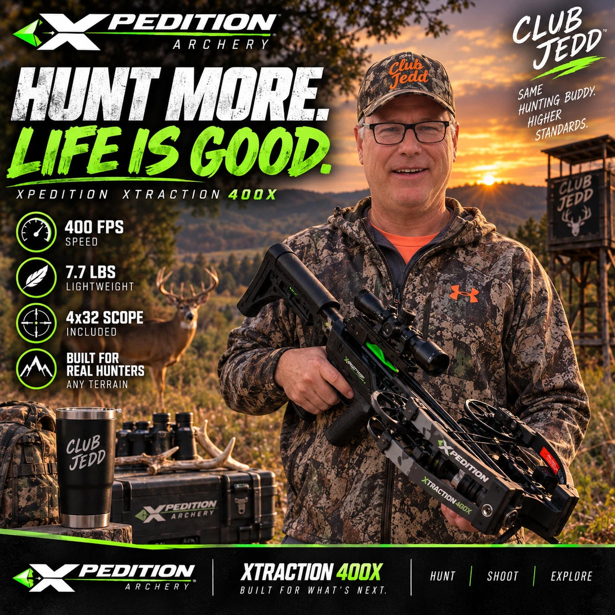 Xpedition Archery Xtraction 400X Crossbow 400 FPS 4x32 Scope XACW1005