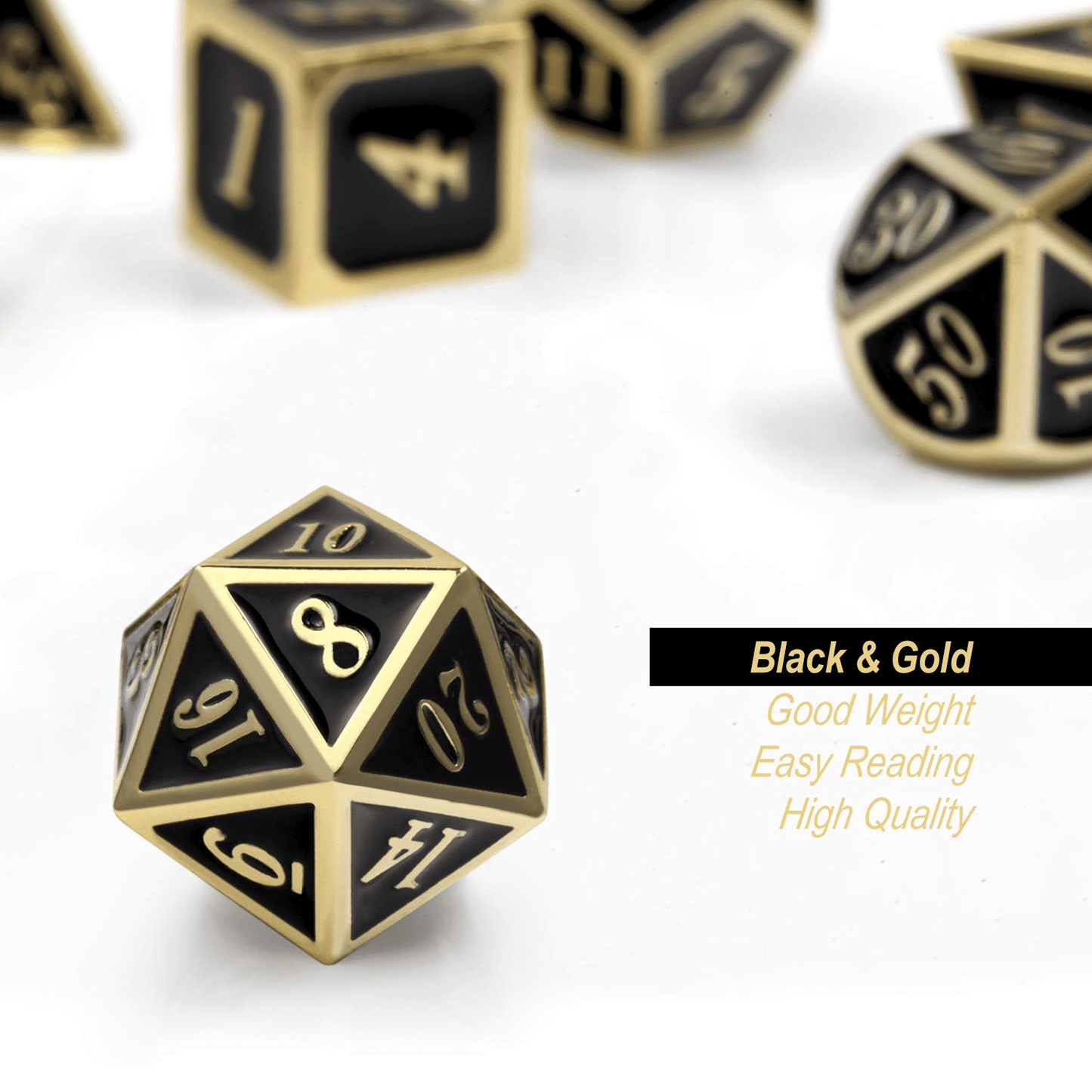 Richgv Metal Dice Set, 7 Metal Polyhedral Dice for Dungeons and Dragons DND Role Playing Games with Storage Box