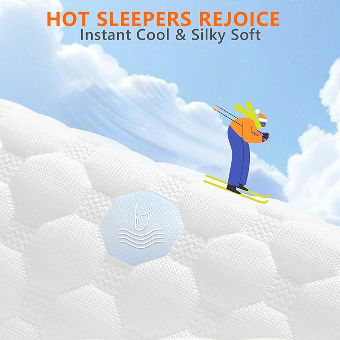 Cooling Pillows Queen Size Set of 2, Memory Foam Pillows with Zipper, Firm Bed Pillows Adjustable for Hot Side Back Stomach Sleepers