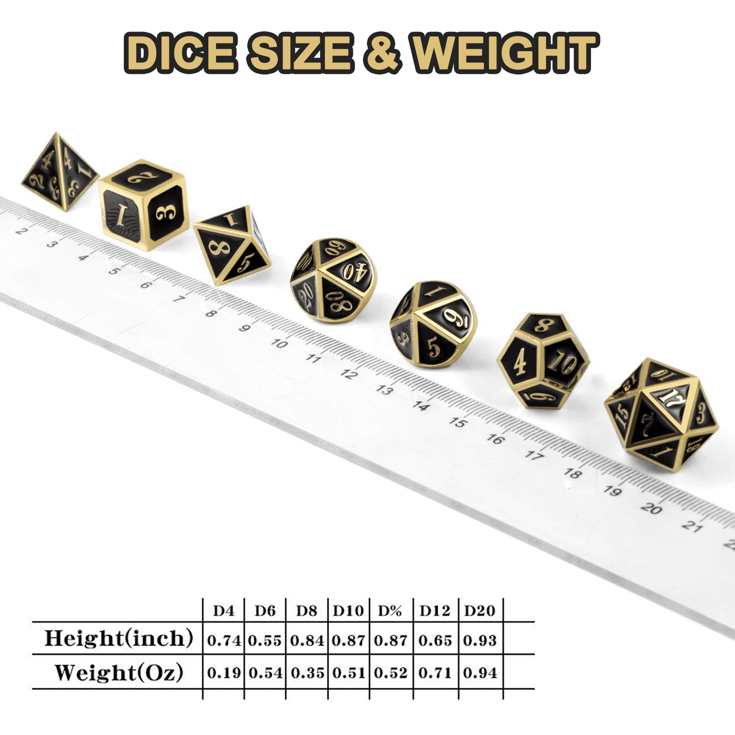Richgv Metal Dice Set, 7 Metal Polyhedral Dice for Dungeons and Dragons DND Role Playing Games with Storage Box