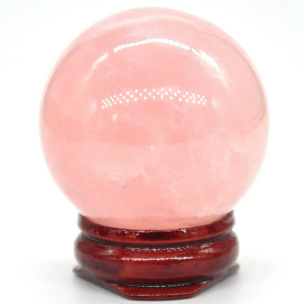 Natural Crystal Pink Rose Quartz Ball Polished Globe Massaging Reiki Healing Stone Sphere Home Decor Exquisite Collect Souvenir