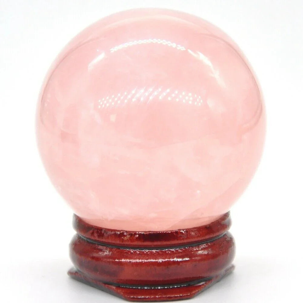 Natural Crystal Pink Rose Quartz Ball Polished Globe Massaging Reiki Healing Stone Sphere Home Decor Exquisite Collect Souvenir