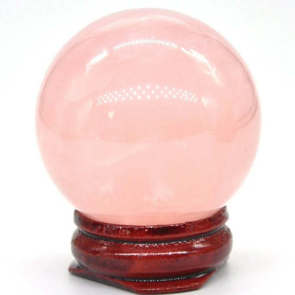 Natural Crystal Pink Rose Quartz Ball Polished Globe Massaging Reiki Healing Stone Sphere Home Decor Exquisite Collect Souvenir