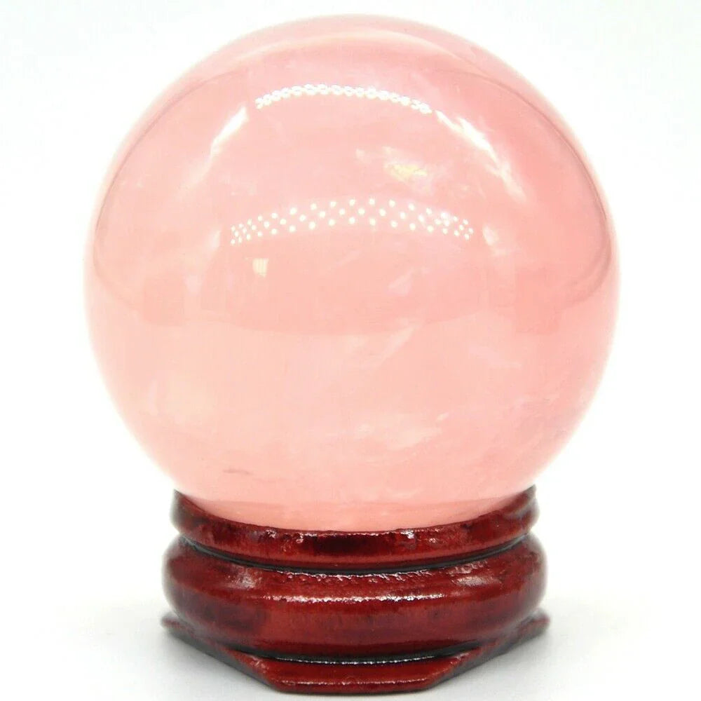 Natural Crystal Pink Rose Quartz Ball Polished Globe Massaging Reiki Healing Stone Sphere Home Decor Exquisite Collect Souvenir