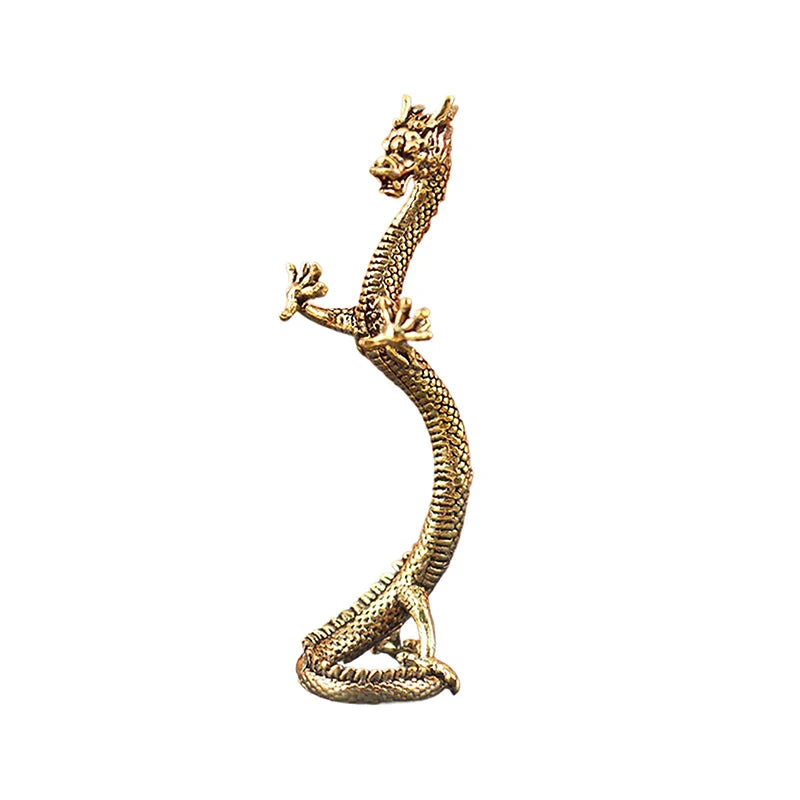 Retro Brass Chinese Dragon Standing Ornaments Crafts Zodiac Dragon Statue Long Dragon Decoration Home Office Desktop Decorations