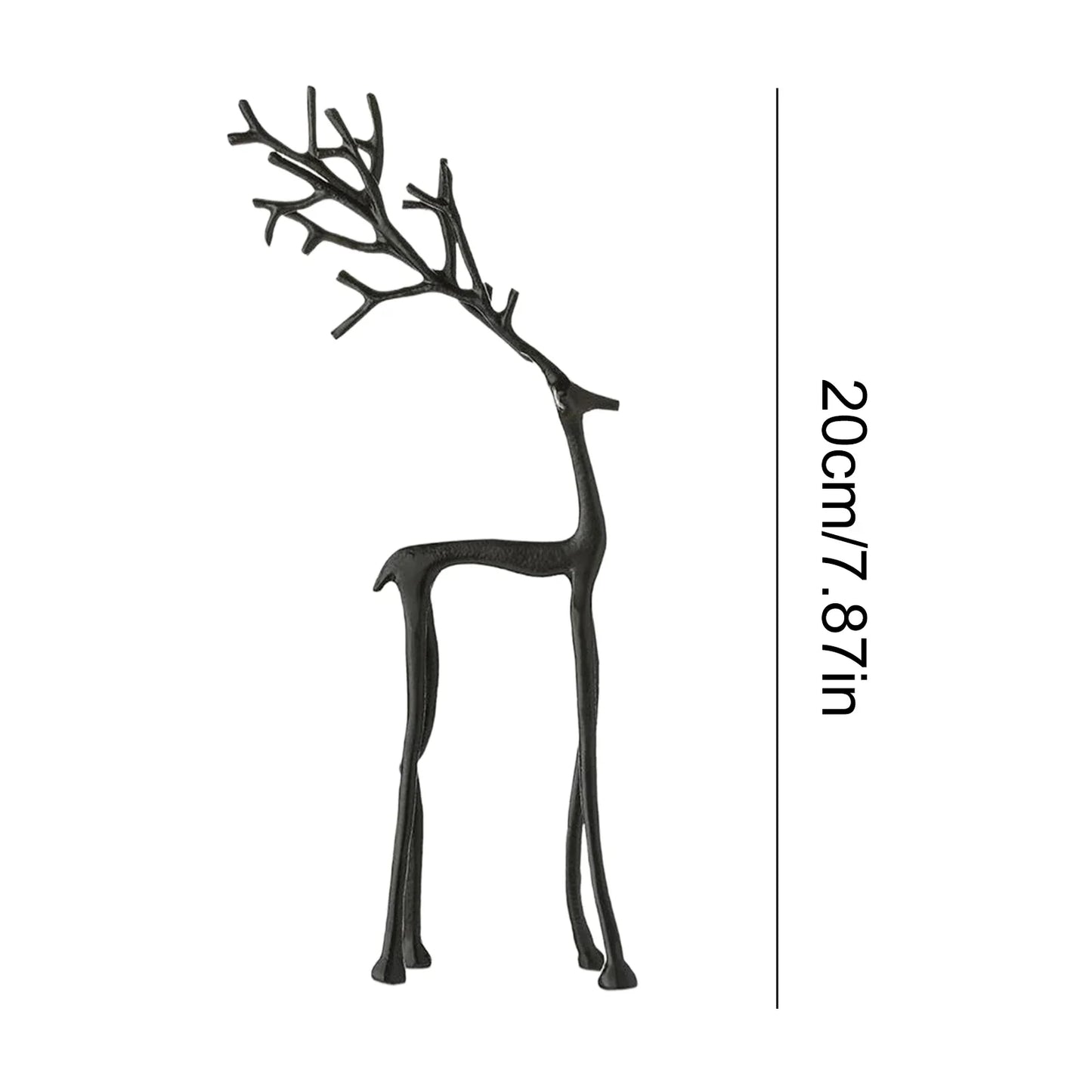 Black Reindeer Statues Xmas Reindeer Statue Black Metal Elk Statues for Livingroom Bedroom Office Home Decor