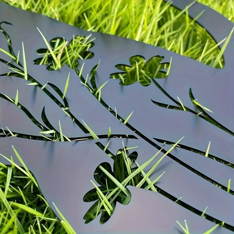 Art Deco Metal Dog Garden Stakes 2-Pack - Easter Outdoor Animal Statues, Floor Mount Dog Yard Art