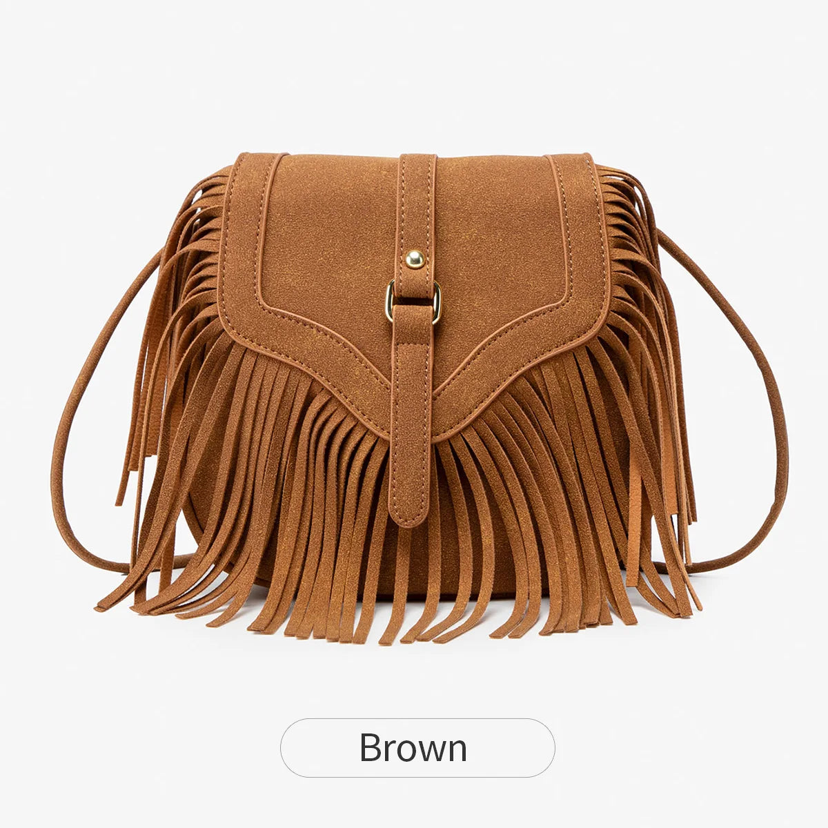 MIYIN Retro Tassel Crossbody Bag Fashion Western Cowboy Women Tassel Hobo Bag Soft PU Leather Casual Shoulder Bag Women Tote Bag Brown