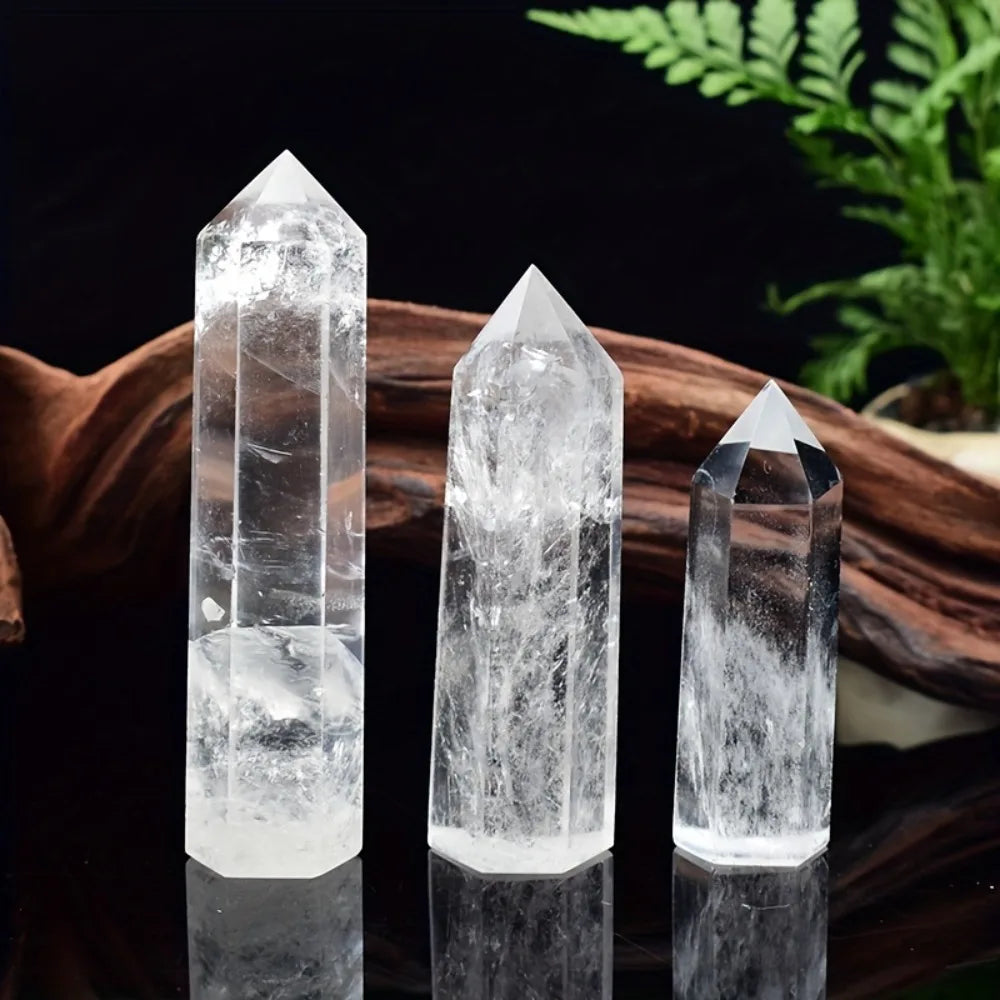 1PC 5-6cm Natural Clear Quartz point Transparency White Crystal Point Healing Stone Hexagonal Obelisk 50-80mm Wand Stone Room Decor