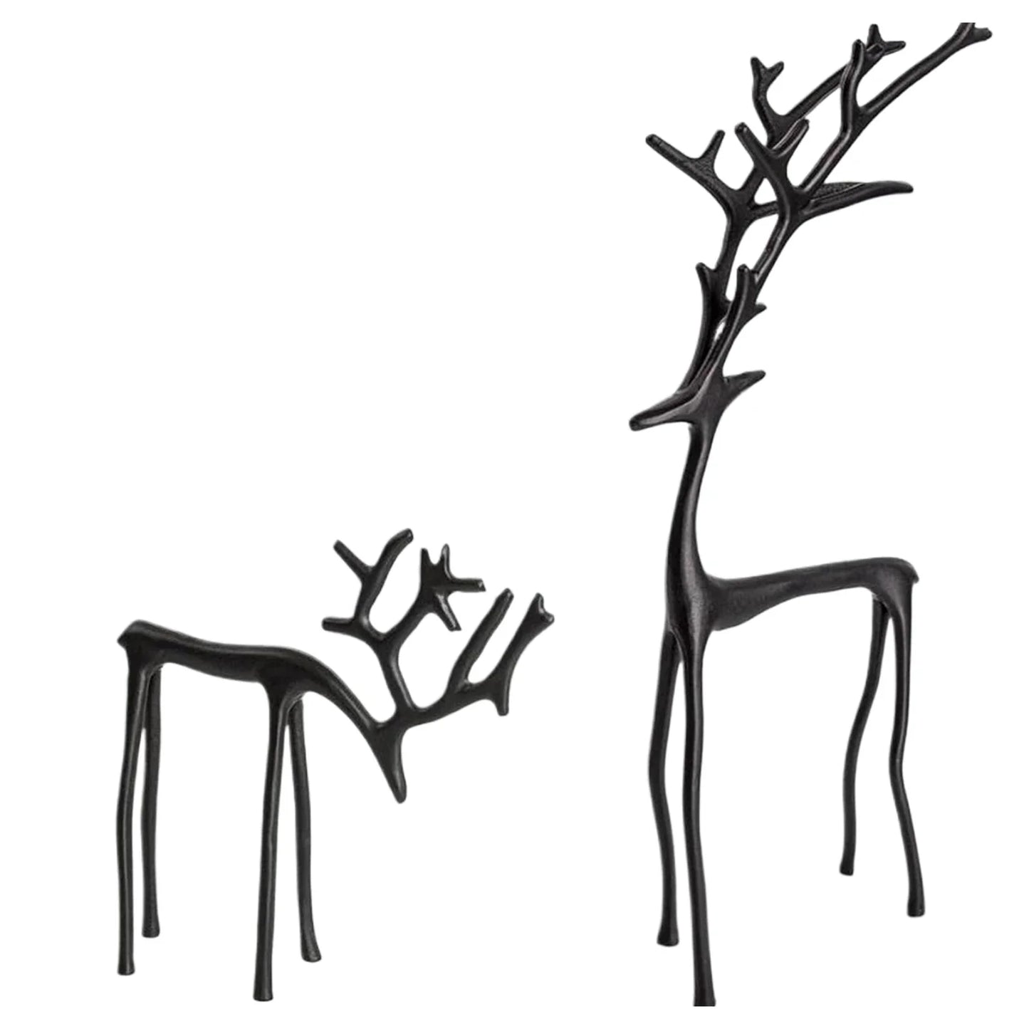 Black Reindeer Statues Xmas Reindeer Statue Black Metal Elk Statues for Livingroom Bedroom Office Home Decor