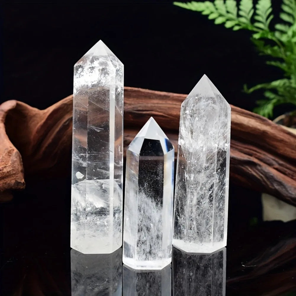 1PC 5-6cm Natural Clear Quartz point Transparency White Crystal Point Healing Stone Hexagonal Obelisk 50-80mm Wand Stone Room Decor