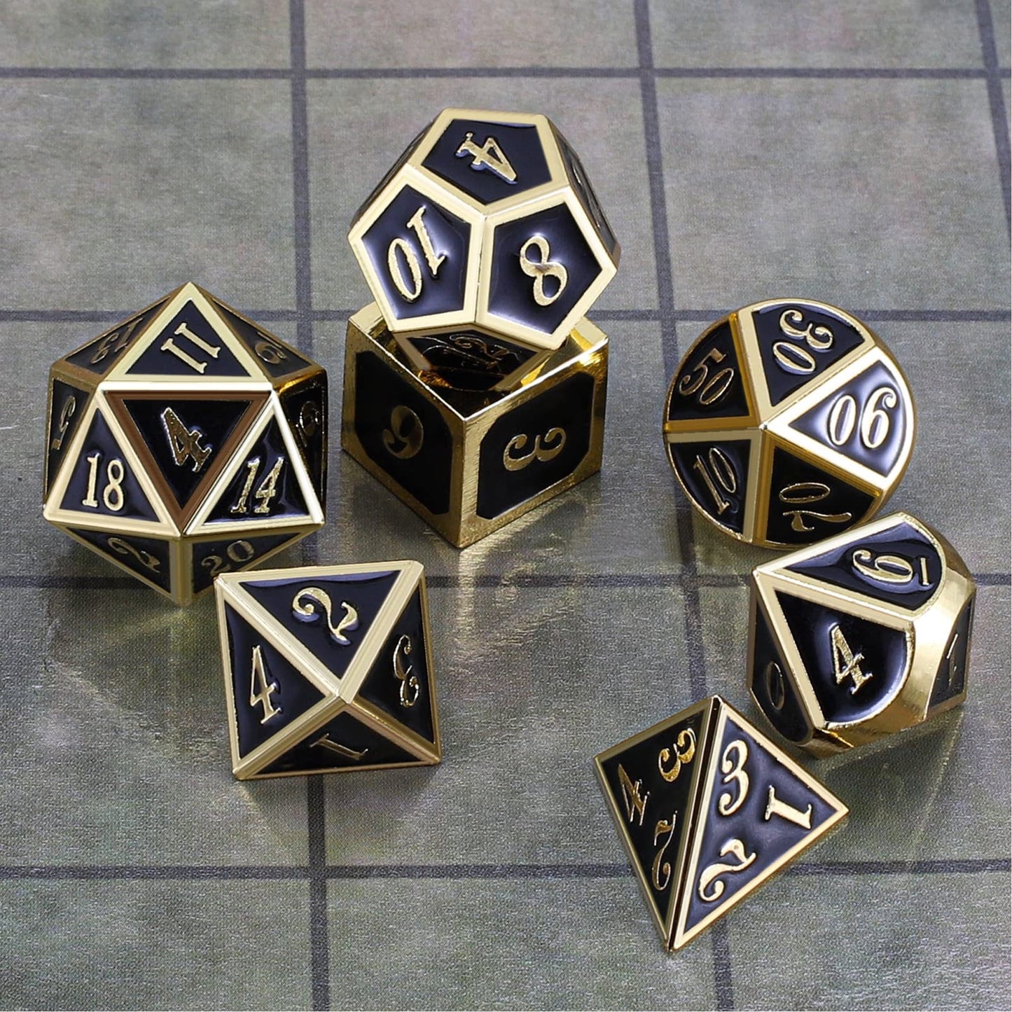 Richgv Metal Dice Set, 7 Metal Polyhedral Dice for Dungeons and Dragons DND Role Playing Games with Storage Box