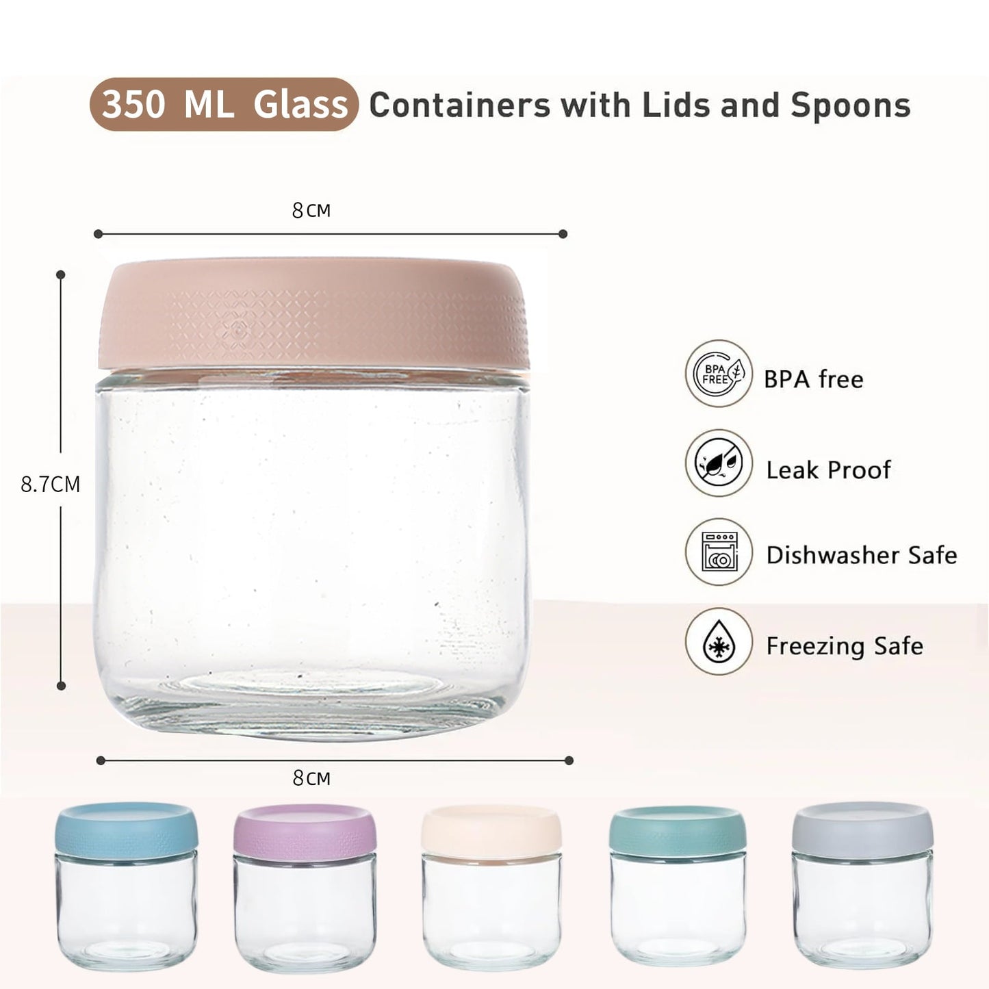 Stusgo 6 Pack 12 Oz Glass Overnight Oats Containers with Lids, Glass Overnight Oats Jars