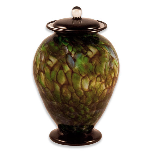 Hand Blown Glass Cremation Urn for Adults in Amato Forest