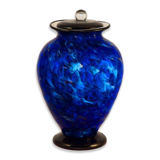 Hand Blown Glass Cremation Urn for Adults in Amato Water