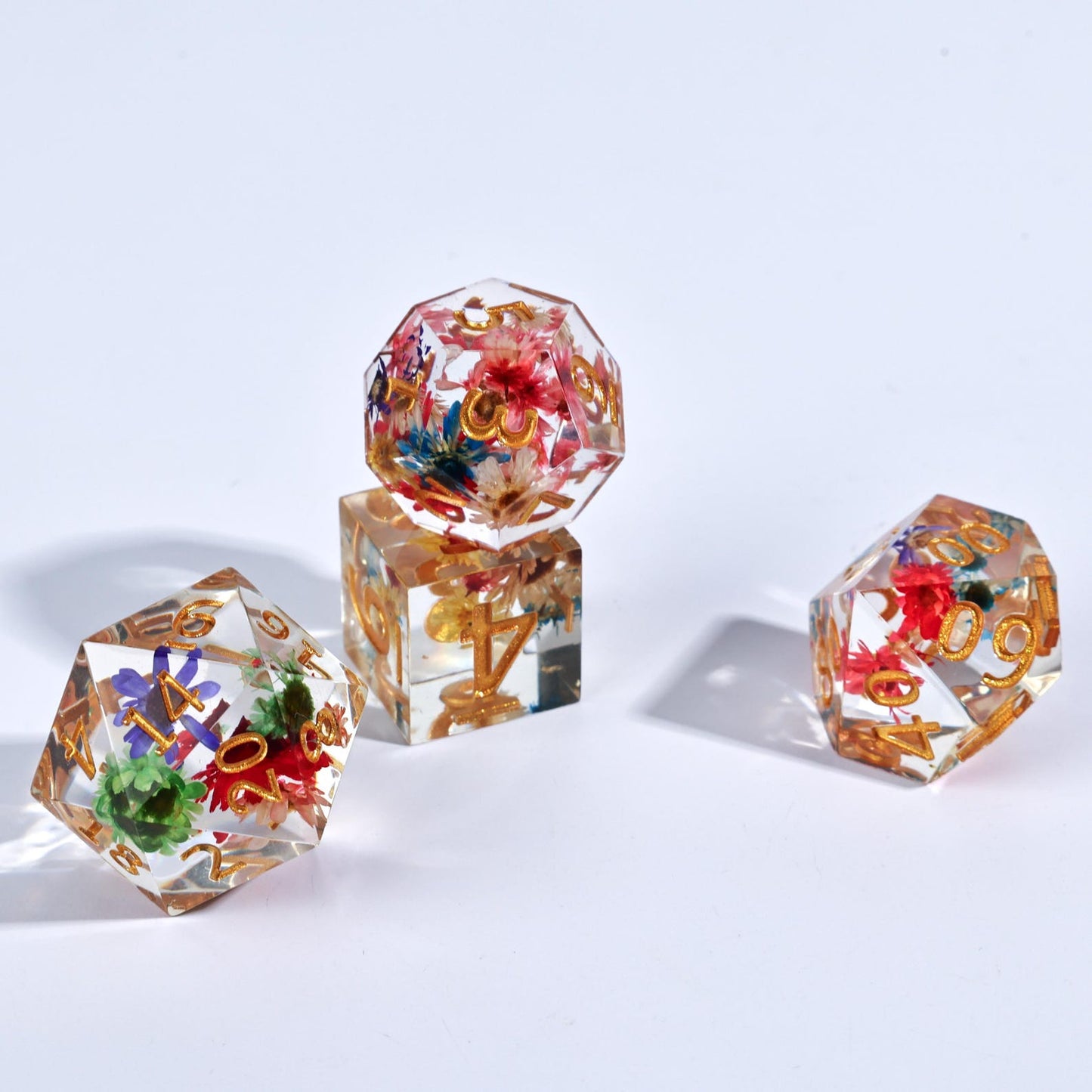 Floral DnD Dice Set with Sharp Edges ,Polyhedral DND Dice, Floral DnD Dice Set with Sharp Edges, Polyhedral RPG Dice