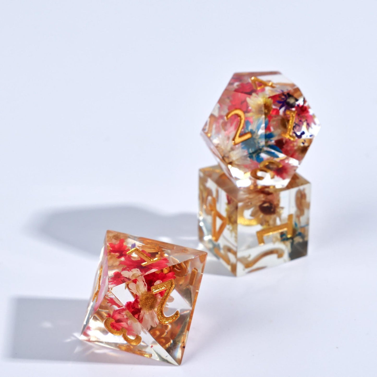 Floral DnD Dice Set with Sharp Edges ,Polyhedral DND Dice, Floral DnD Dice Set with Sharp Edges, Polyhedral RPG Dice