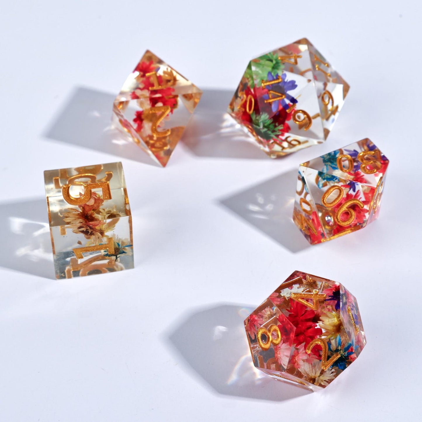 Floral DnD Dice Set with Sharp Edges ,Polyhedral DND Dice, Floral DnD Dice Set with Sharp Edges, Polyhedral RPG Dice