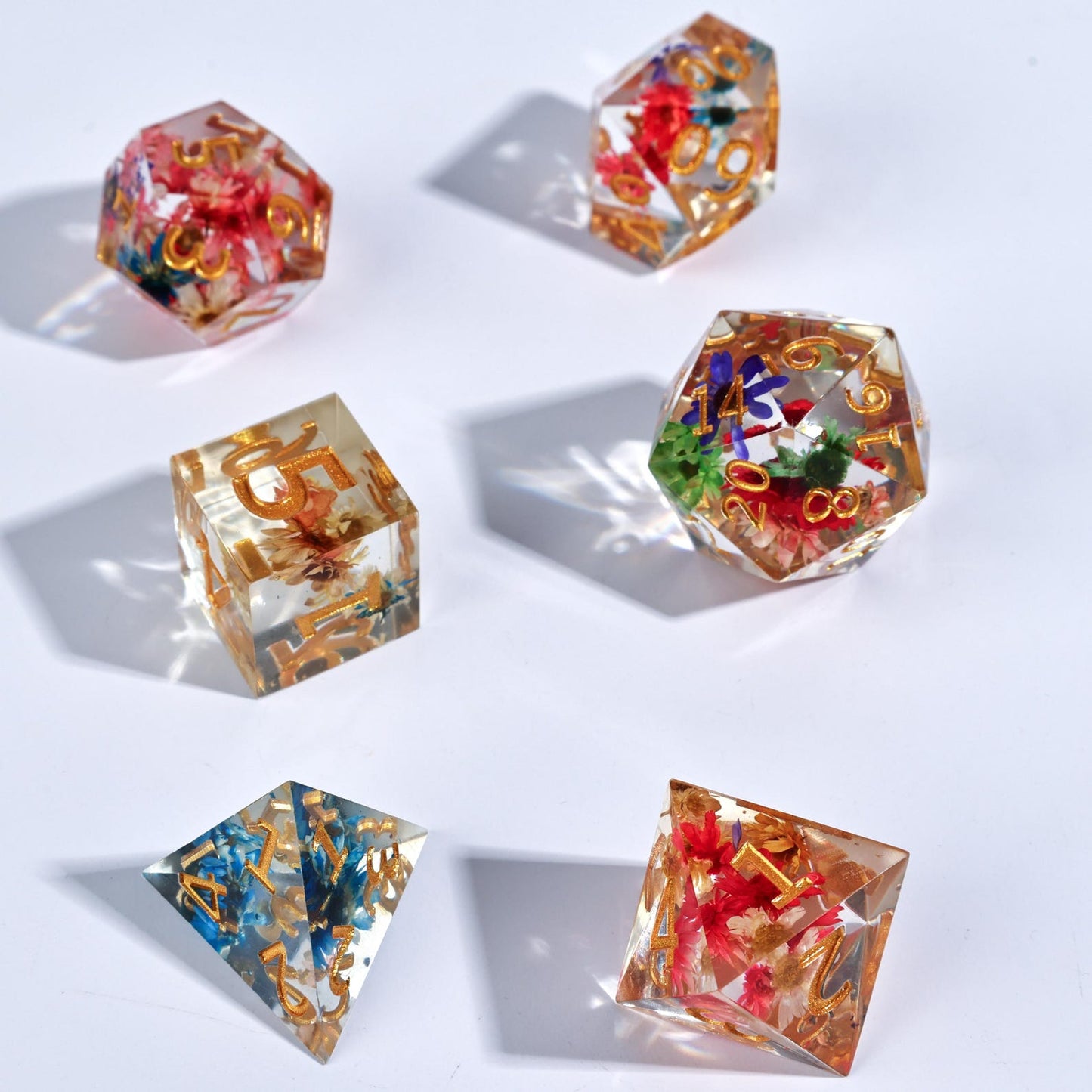 Floral DnD Dice Set with Sharp Edges ,Polyhedral DND Dice, Floral DnD Dice Set with Sharp Edges, Polyhedral RPG Dice