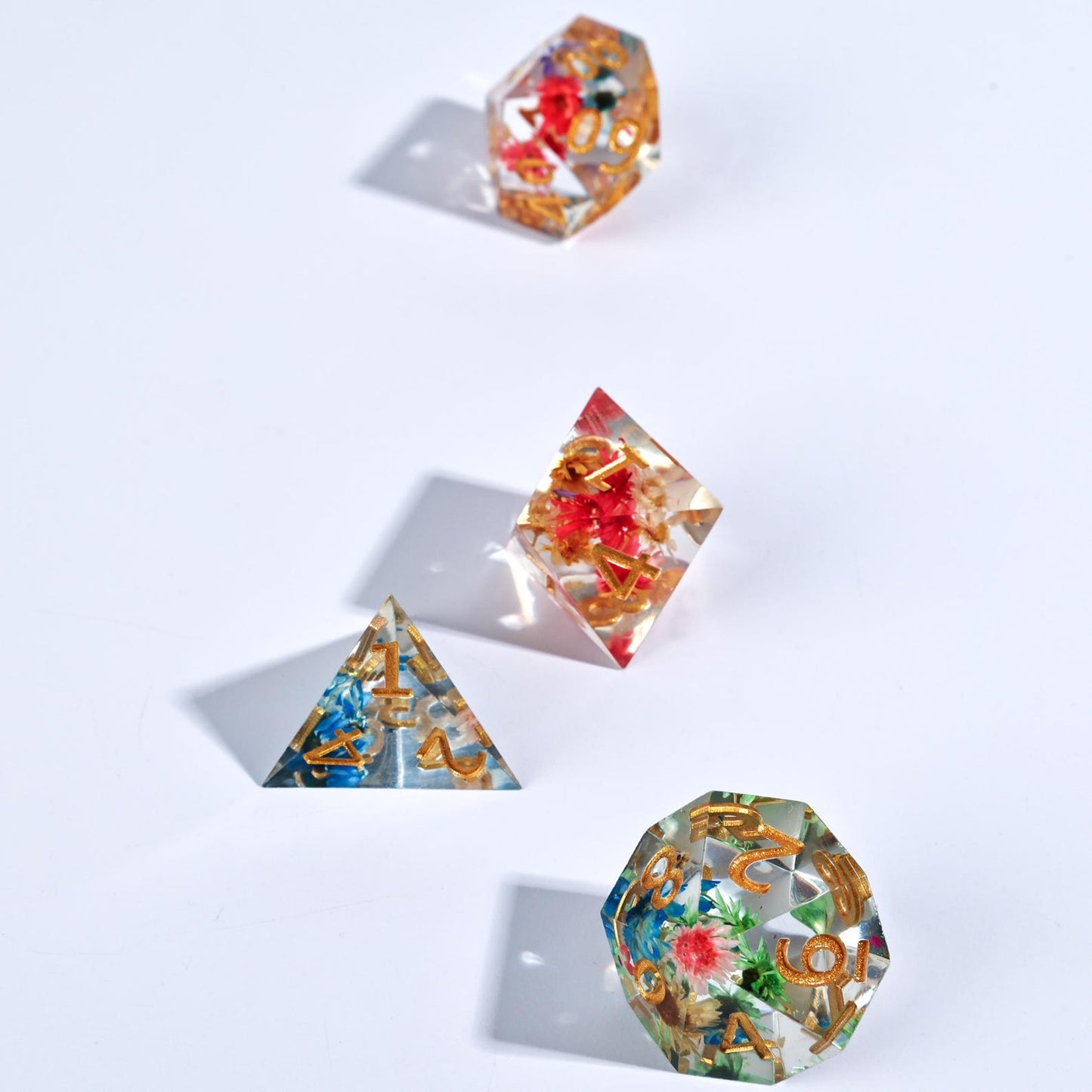 Floral DnD Dice Set with Sharp Edges ,Polyhedral DND Dice, Floral DnD Dice Set with Sharp Edges, Polyhedral RPG Dice