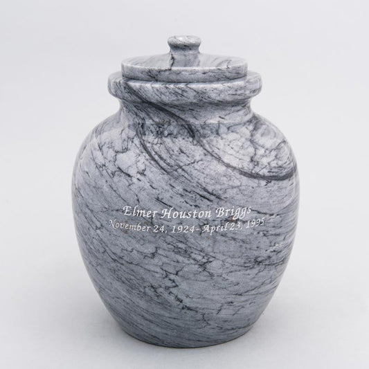 Legacy Round Natural Marble Cremation Urn in Gray