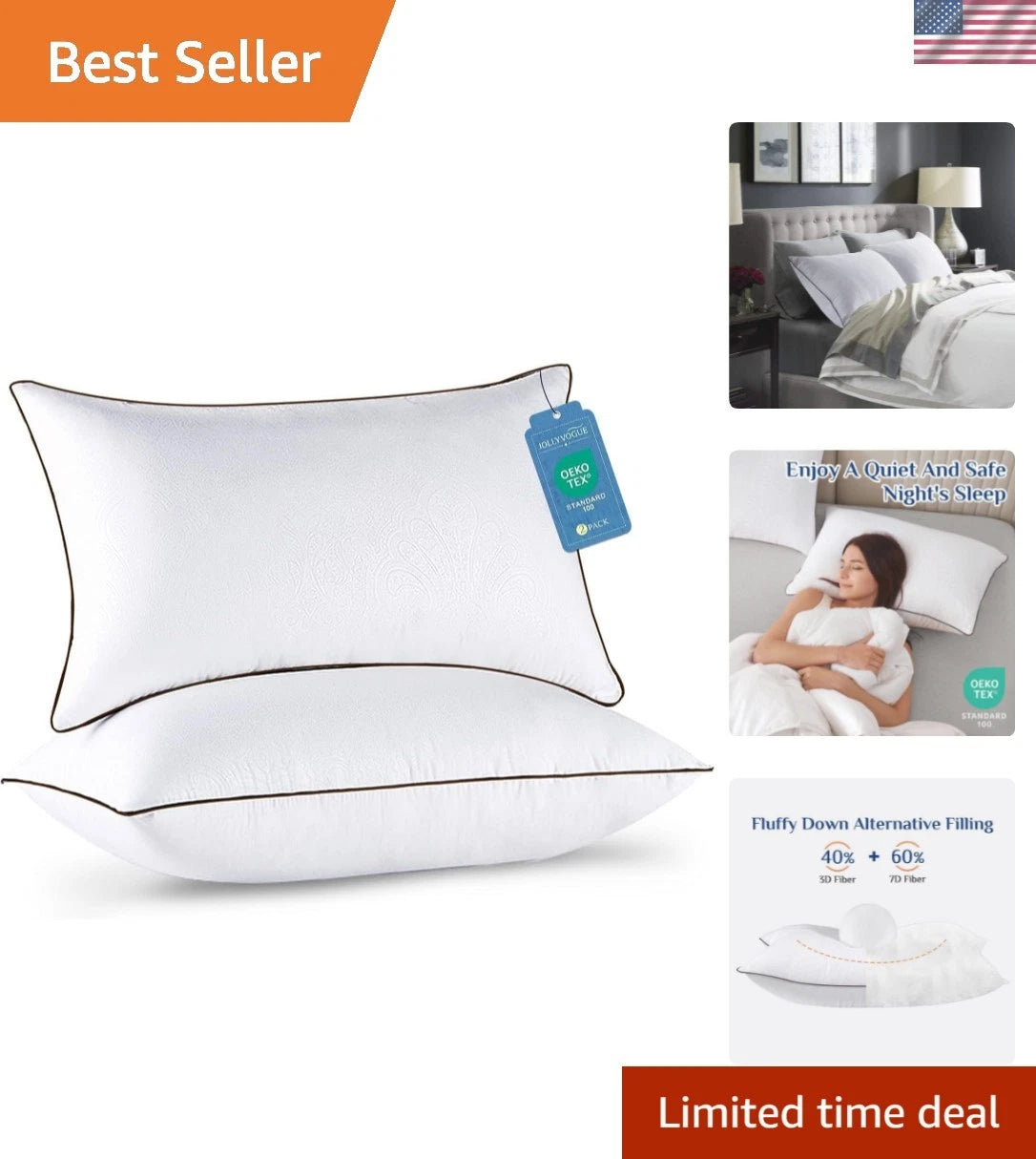 Breathable and Plush Microfiber Pillows Set of 2 – Machine Washable Convenience