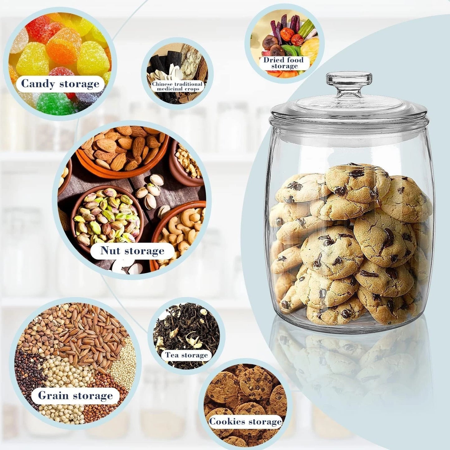 Half Gallon Glass Jars with Lid, Wide Mouth Cookie Jars Set of 2