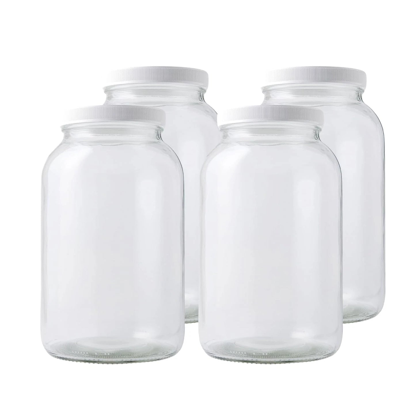 1 Gallon Mason Jar with White Airtight Lid (Pack of 4) | Regular Glass Canisters