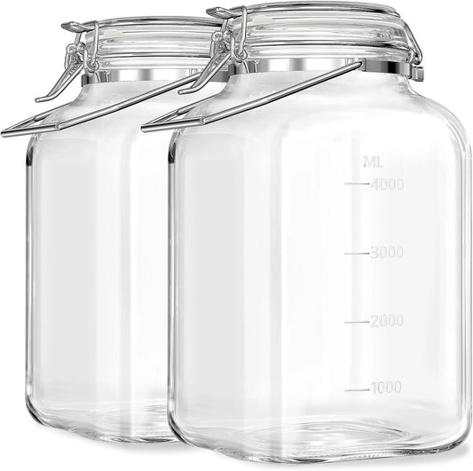 1.5 Gallon Glass Jars With Airtight Lid, Gallon Mason Jars Wide Mouth w Scale
