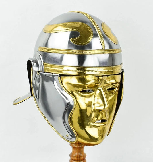 Roman Cavalry Helmet with Brass Mask – 18 Gauge – Deepeeka