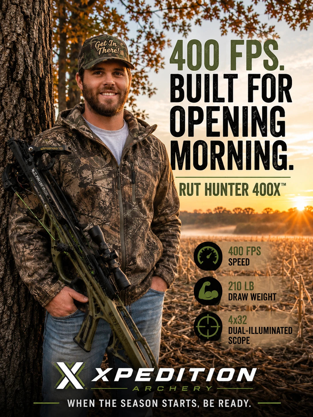 Xpedition Archery Rut Hunter 400X Crossbow 400 FPS 4x32 Illuminated Scope