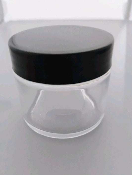 2 oz Straight Sided Clear Glass Jar And Smooth Black Lid With Liner Pack Of 20