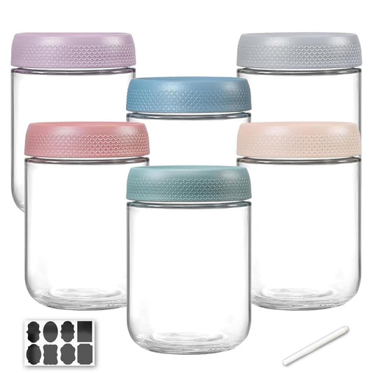 Stusgo 6 Pack 12 Oz Glass Overnight Oats Containers with Lids, Glass Overnight Oats Jars
