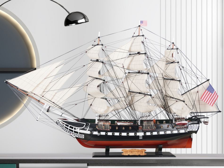 Wooden USS Constitution Tall Model Ship 50"